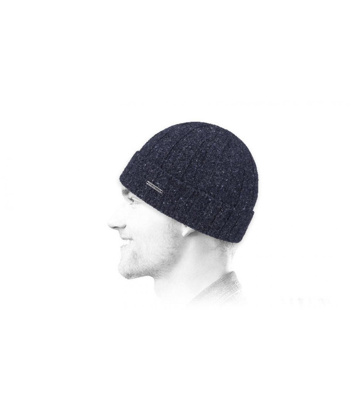 Navy wol beanie Wisconsin donegal navy